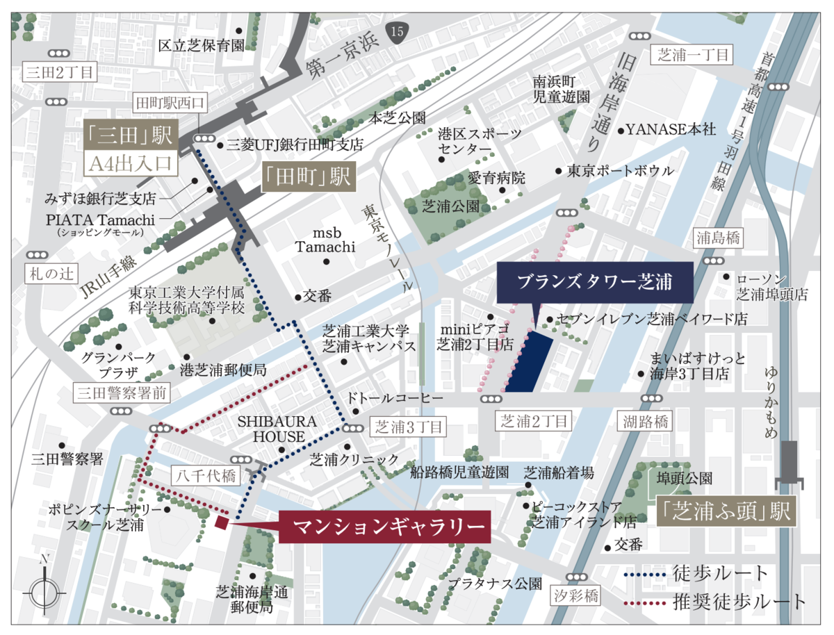 ブランズタワー芝浦の現地案内図