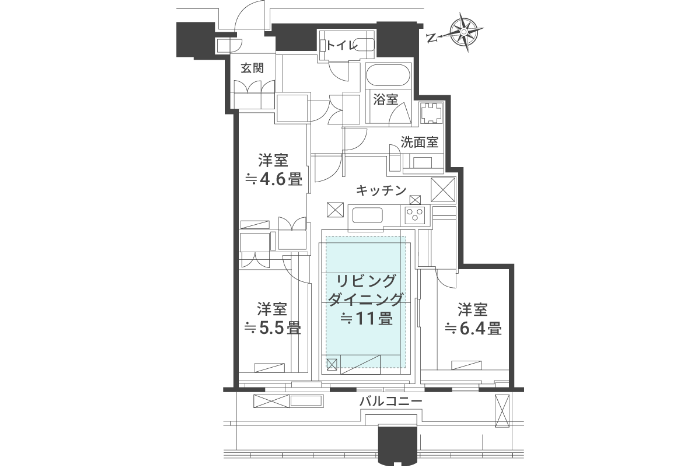 3LDKリビングイン